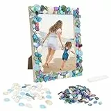 DKINY Mosaik Bilderrahmen Bastelset Kinder Holz Fotorahmen Mosaiksets mit Muschel Fischschwanz DIY Mosaik Holzrahmen zum Basteln Personalisiert Kreativset Geschenk für Junge Mädchen Sommer Geburtstag