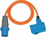 Brennenstuhl Camping CEE-Adapterleitung mit CEE-Stecker und Winkelkupplung inkl. Schutzkontakt-Kombisteckdose (1,5m Kabel in orange, 230V/16A, Einsatz im Außenbereich, Made in Germany)