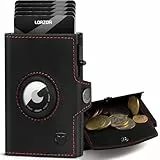 LORZOR AirTag Wallet mit XXL münzfach für 10+ Münzen, Slim Wallet AirTag, Geldbörse Herren Echtleder Portemonnaie, AirTag Portmonee Herren Geldbeutel, Kartenetui RFID schutz, Smart Wallet, Brieftasche