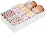 Homsorout Schublade Organizer 4 Stück Kleiderschrank Organizer Drawer Organizer Faltbare Aufbewahrungsboxen zum Aufbewahren von Unterwäsche, Socken, Krawatten, Gürtel, Weiß