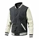 TIMELYE Jacken Herren Jacken College Cargo Winterparka Jacke College Sweatjacket Baseball Sportjacke Sweatjacke Unisex Patchwork Hoodies Mode Streetwear