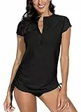 BesserBay Frauen Rashguard Schnelltrocknendes Swim Short Sleeve Schutzkleidung Sonnen Schutz UPF 50+ Schwarz M