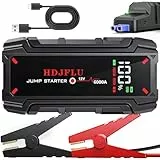 Starthilfe powerbank für pkw: 6000A UltraSafe Starthilfe Powerbank – 12V Lithium-Starthilfegerät & Starterkabel – Tragbarer Booster für Benziner bis 8.0L & Diesel bis 6.0L，with LED Lights