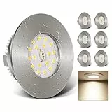 Kimjo 6W LED Einbaustrahler 230V - Ultra Flach LED Spots 4000K Neutralweiß - IP44 60-65mm Lochmass Deckenspots für Badezimmer Küche Wohnzimmer - Spots Deckenleuchte Matt Nickel 6er Set