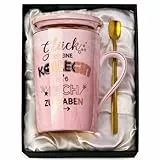 Biching Abschiedsgeschenk für Kollegen Abschied Kollegin– „Glück ist, eine Kollegin wie dich zu haben – Geschenk Kollegin Geburtstag Jobwechsel 400 ml Marmor Tasse mit Löffel Deckel Geschenkbox