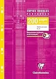 Clairefontaine 4712C Perforierte Doppelkopien DIN A4 (gelocht, 200 Blatt, kariert) 1 Pack, 21 x 29,7cm, weiß