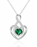 Mesovor Silber Unendlichkeit Herz Kette für Damen, Halskette mit Anhänger aus Plattiert Sterlingsilber mit Zirkonia, Schmuck Geschenke (Grün)