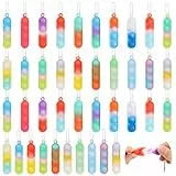 MXTIMWAN Pop Push It Fidget Toy, 40 Stück Mini Squeeze It Fidget Toys, Mini Silicone Keychain Toys, Poppet Bubble Toys aus Silikon, Spielzeug mit Schlüsselbund for ADHS Squeeze Toys