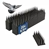 Relaxdays Vogelabwehr Spikes 20er Set, Balkon, Dach, 3-reihig, je Paneel HBT: 3,5x42,5x4 cm, Taubenabwehr, PP, schwarz