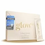 Glow25® Kollagen Intensiv [30 Sticks] – mit Tripeptiden, Vitamin C, Zink und Biotin – Premium Marine Collagen Hydrolysat – Peptide Typ 1 und 3 – Gute Löslichkeit