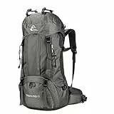 free knight 60L Wasserdichter Rucksack, ultraleichter, packbarer Kletterfischer Reiserucksack Tagesrucksack, handliche Faltbare Camping Outdoor-Rucksack-Tasche mit Regenschutz (Grau)