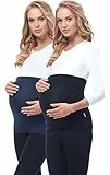 Be Mammy Damen Bauchband 169 2er Pack (Schwarz/Dunkelblau, 40/42)