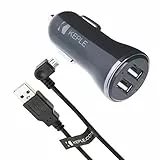 2 Port Kfz-Ladegerät Kompatibel mit Tomtom Zwei Häfen Auto Zigarette Ladegerät Adapter + 1m Rechter Winkel Micro USB Kabel für Tom Tom Sat NAV Via 52, 62, 110, 120, 125, 130, 135, 180, 220, 225, 260