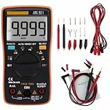 AN8008 Digital Multimeter mit 9999 Zählungen, Mit Großes LCD-Anzeige und faltbar Ständer, Strommessgerät Voltmeter, Misst genau Spannung Strom Widerstand Diode Durchgang