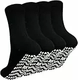 ZAKASA Stoppersocken Herren Antirutsch Socken: ABS Rutschfeste Socken Männer Anti Rutsch Socken mit Noppen Baumwolle Noppensocken Sportsocken 43-46 Schwarz-4 Paare