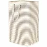 Lifewit 80L Wäschekorb, Großer Wäschekorb, Faltbare Wäschebox, Wasserdichter Wäschesortierer, Aufbewahrungsbox mit Griffen, Beige