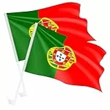 Taffstyle Autofahne Set 2 Stück Auto Fahne Fussball WM 2026 Länderflagge Fanartikel Land Flagge Autoset Frauen Männer Basketball Handball - Portugal