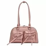 HICARRY Handtasche Damen PU Leder Schultertasche Y2K Shoulder Bag Women Tote Purse Kleine Handtaschen mit Bogen Cute Ita Bag Japanische Ästhetische Tasche Geldbörse (Rosa)