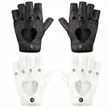 EHDWXVZM 2 Paar Exponierte Fingerhandschuhe, Hohle Herzförmige Handschuhe, Kleidungszubehör, Accessoires Im Mode-Punk-Stil (Schwarz, Weiß).