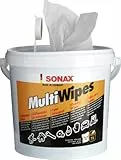 SONAX MultiWipes (72 Stück) reißfeste & widerstandsfähige Viskosevliestücher, entfernt Öl, Fett, Kleber, Teer, Tinte, Wachs und Farbe, auch für Hände geeignet / Art-Nr. 04680000