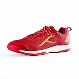 HUNDRED Infinity Pro Non-Marking Professional Badminton Shoe for Men (Red Gold, EU 45 UK 11 US 12) Material: Polyester Mesh Suitable for Indoor Tennis Squash Table Tennis Basketball & Padel