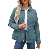 Generisch Steppjacke Damen Leicht Steppmantel Große Größen Winterjacke mit Taschen Daunenjacke ohne Kapuze Wintermantel Übergangsjacke Puffer Jacke Druckknopf Daunenmantel Damenjacke Blau 3XL