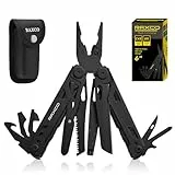 Geschenk für Männer, Raxco 15-in-1 Multitool Zange mit Nylontasche, faltbare Multifunktionszange Edelstahl Multitool Werkzeug mit Schere, Flaschenöffner und Schraubendreher für Outdoor und Camping