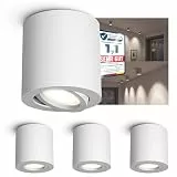 linovum CORI Deckenspot Aufputz weiß dimmbar mit LED Strahler GU10 neutralweiß 6,5W 230V - Aufbau Leuchte schwenkbar Ø80x84mm