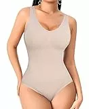 YARRCO Shapewear Damen Body Shaper Bauchweg Shaping Bodysuits Miederslip Figurformende Unterwäsche Miederbody (Beige, M)