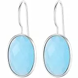 Klassische Wasser Tropfen Himmel Blau Achat Ohrringe Solide MetJakt 925 Sterling Silber Ohrring für Dame Hochzeitsparty Edlen Schmuck (Blautopas)