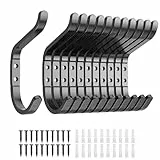 jockcaras 12-Stück Garderobenhaken Kleiderhaken Schwarz Haken - Wandhaken Zum Schrauben für Garderobe, Wand