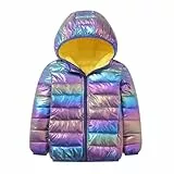 linboo Kinder Winterjacke Mädchen Wintermantel Leicht Jacke mit Kapuze Steppjacke Bunte Baumwolljacke Jungen Herbstjacke, Blendendes Lila, 128-134(Herstellergröße: 140)