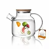 CnGlass Teekanne Glas 1200ML/40,6OZ, Transparente Glasteekanne mit Siebeinsatz, Herdplattensichere Teekanne für lose Blätter und blühenden Tee, blühendes Tee Geschenk Set