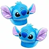 Disney Hausschuhe Damen Stitch 3D, Eeyore 3D und Baby Yoda 3D Plüsch Warme Flauschige Slippers Lustig (Blau Stitch, numeric_36)