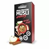 Layenberger High Protein Crunchy Müsli, 25% Eiweiß und 11% Ballaststoffe, vegan - 1er Pack (1x 375 g) - Apfel Zimt
