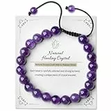 XIANNVXI Lila Perlenarmband Damen Armband Amethyst Perlen 8mm Amethyst Armband Echte Steine Edelstein Armbänder Verstellbares Seil Heilsteine Spirituelle Geschenke für Frauen