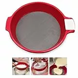 KOBWA Mehlsieb, Edelstahl, feinmaschiges Sieb, Siebpfanne, Lebensmittel, Tee, Zucker, Mehl, Siebe für Küche, Zuhause(Rot, Dia. 15 cm)