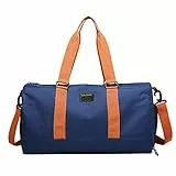 FANDARE Damen Reisetaschen Herren Klassische Sporttaschen Handgepäck Weekender Umhängetasche Weekender Übernachtung Kliniktasche Schwimmtasche Trainingstasche Tote Bag mit Schuhfach Blau A