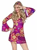 LEG AVENUE 83048 - 2Tl. Retro Go Go Kleid Kostüm Set Mit Kleid Mit Stirnband Kostüm Damen Karneval, M/L (EUR 40-42)