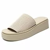 AOAOA Damen-Strick-Plateau-Sandale mit Memory-Schaum, Taupe, 37 EU