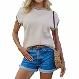 Damen Tank Tops mit Flügelärmeln Sommer Rundhals Oberteil Ärmellose Leichter Häkelstrickpullover Vest Shirt