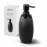 Seifenspender schwarz matt - Isar - Soap Dispenser mit Vertikalrillen-Muster - Spülmittelspender Küche und Bad für Design-Liebhaber - Pumpspender, geeignet für Flüssigseife oder Spülmittel