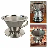 JoyousMall Edelstahlfilter, wiederverwendbar, 304 Kaffee, 300 Mesh, sauber, tragbar mit Basis zum Brauen von Kaffee
