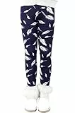 Auranso Thermo Leggings Mädchen Kinder Gefütterte Winterleggins Dick Thermohose Marineblau 122-128