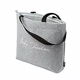 Tebewo Filztasche - Einkaufstasche - modische Shopping Bag - Einkaufskorb aus Filz - faltbare Tragetasche - mit Reißverschluss - Hellgrau bestickt