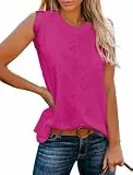 Famulily Blusentops Damen äRmellos Elegant Longshirt Damen LäSsig für Leggings äRmellos Neon Pink S