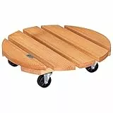 WAGNER Pflanzenroller Toscana Ø 38 x 10,5 cm I Blumenroller für Außenbereich + Innenbereich I Kübelroller aus FSC® Massivholz, geriffelt, Terracotta I Tragkraft 150 kg I Made in EU - 20016301