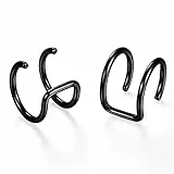 Flongo Ohrklemme ohne Loch Ohrringe Ohrstecker Ohrclip Fake Plug Fakeplugs Captive Ring Ohrpiercing Helix Cartilage Knorpel Piercing Schwarz Herren, Damen