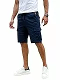 Elegancity Kurze Hosen Herren Cargo Shorts Sommer Freizeithose Kurze Elastische Taille Chino Shorts Mit 6 Taschen Blau XL