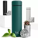 Thermosflasche + Tee/Früchte Sieb-INFUSER - Isolierte Edelstahl Thermo Teeflasche, BPA frei | Trinkflasche + Teesieb/Fruchteinsatz, 450ml To-Go Thermobecher Thermoskanne: Büro Sport Schule, Flasche